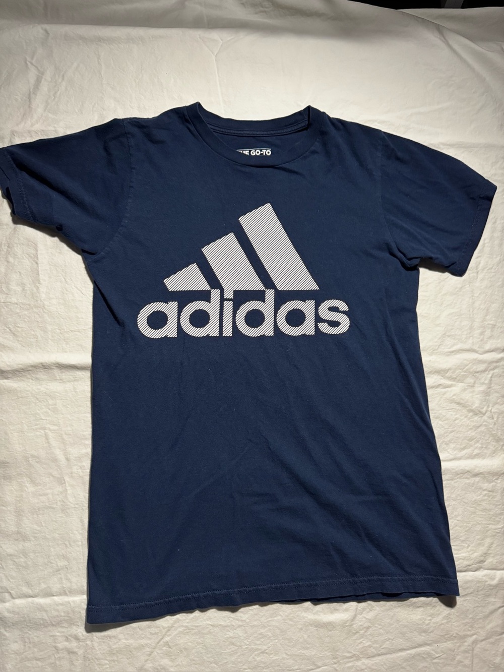ADIDAS Men's Navy Graphic The-Go-To Short Sleeve Regular-Fit T-Shirt SZ S